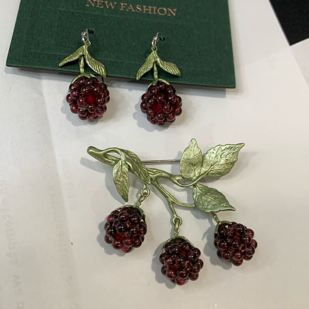 Set Yummy berries set : pin and earrings